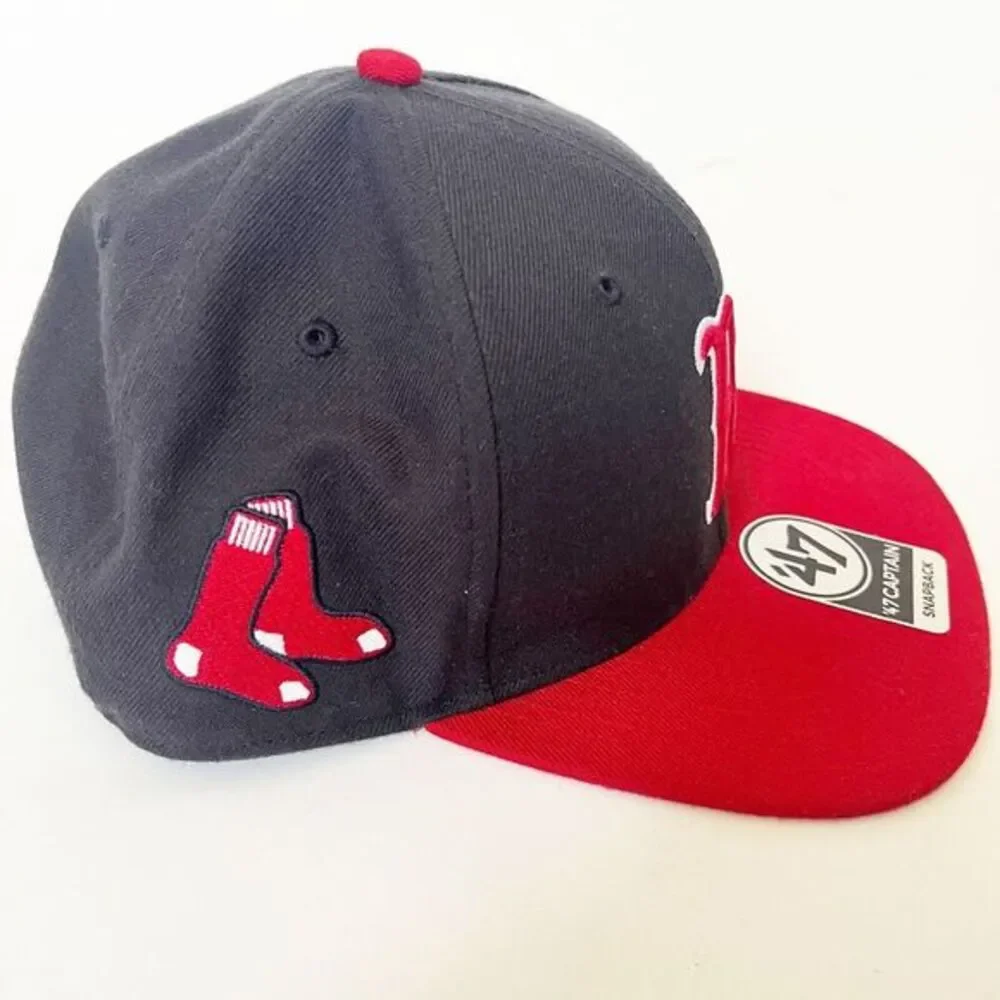 Boston Red‎ Sox '47 Brand Navy Blue Captain MLB Sure Shot Patch Snapback Hat Cap